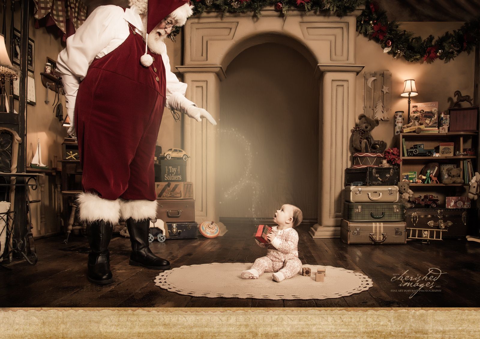 Baby with Magic Santa in Boise Photography Studio
