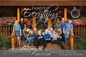 Family Portrait with beautiful flowers in McCall, Idaho by Boise Photographer, Cherished Images